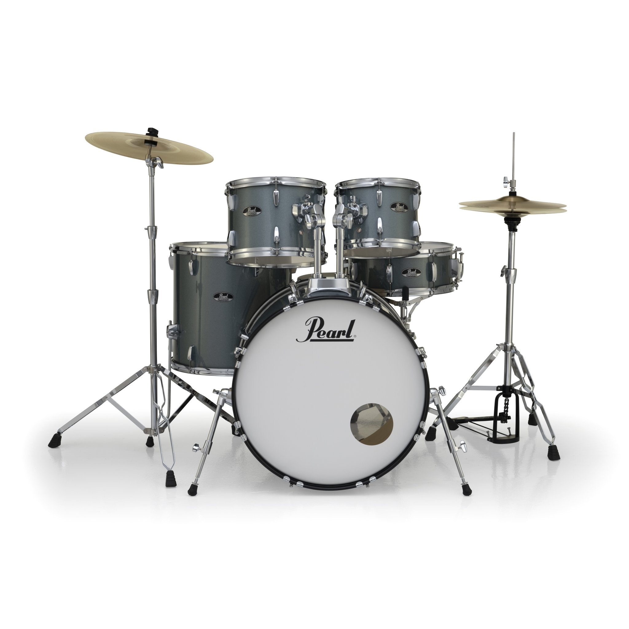 Pearl Roadshow 5-piece Drum Set with Hardware and Cymbals - 22" Bass Drum Charcoal Metallic Audience View