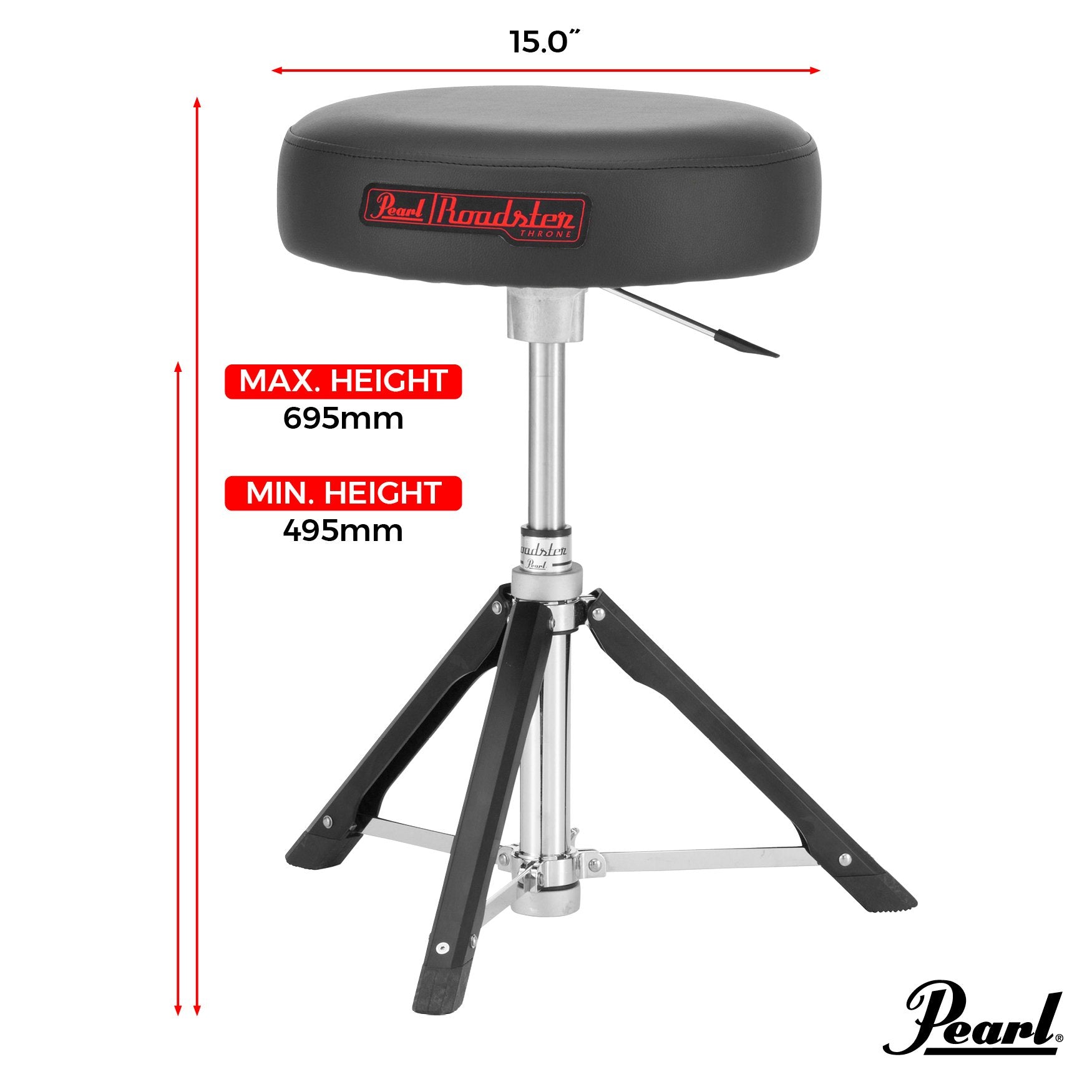 Pearl Roadster Multi-Core Round Gas Lift Drum Throne (D1500RGL) - Image 5