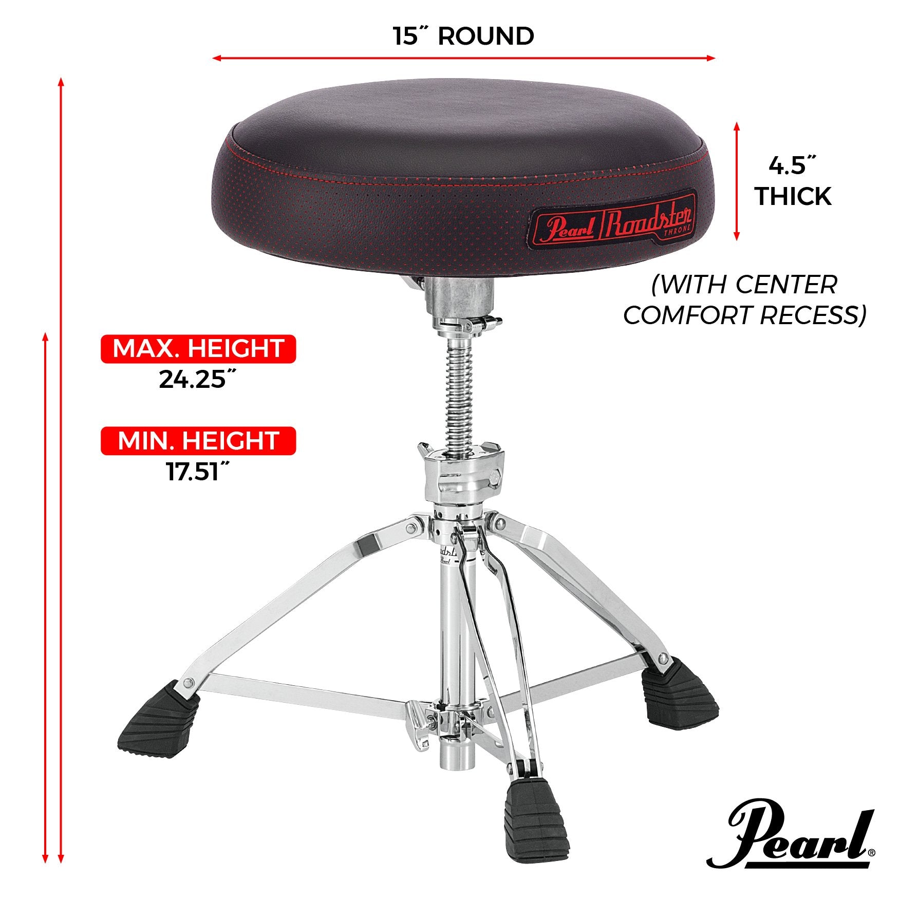 Pearl Roadster Multi-Core Round Short Drum Throne (D1500S) - Image 8