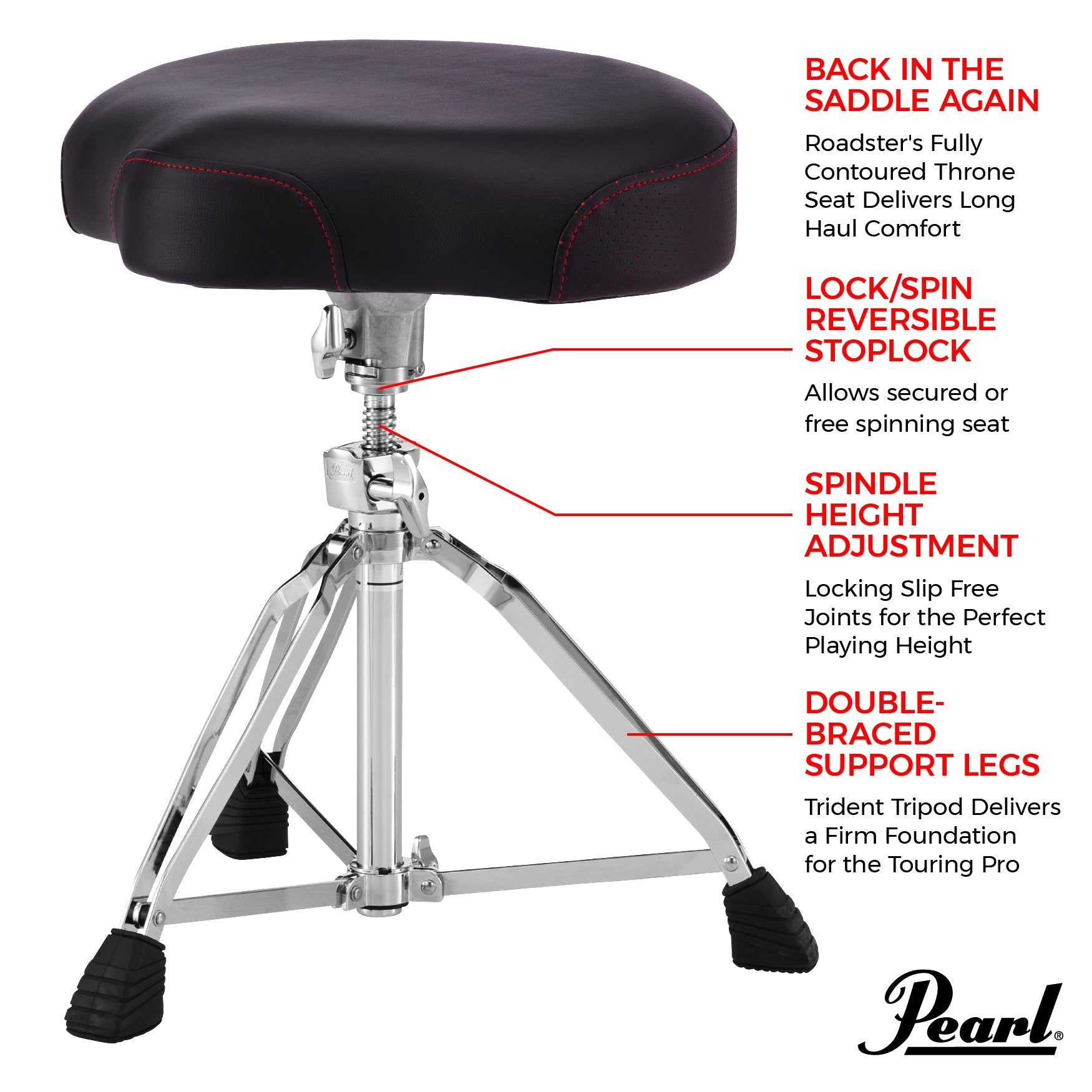 Pearl Roadster Multi-Core Saddle Drum Throne (D3500) - Image 3