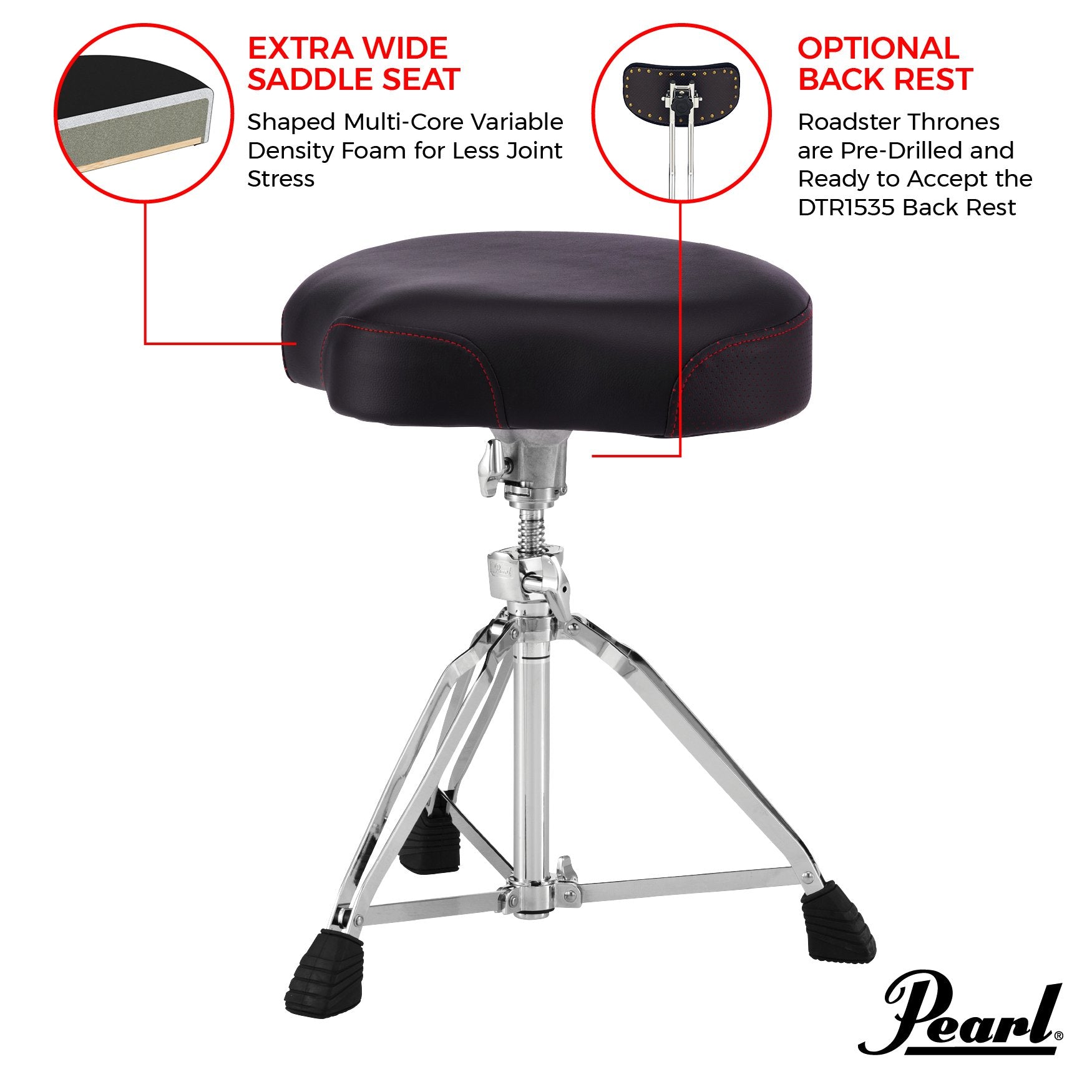 Pearl Roadster Multi-Core Saddle Drum Throne (D3500) - Image 4