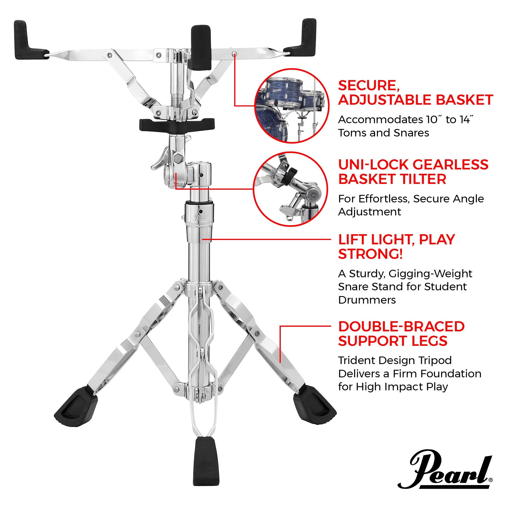 Pearl S-830 Snare Drum Stand - Image 5