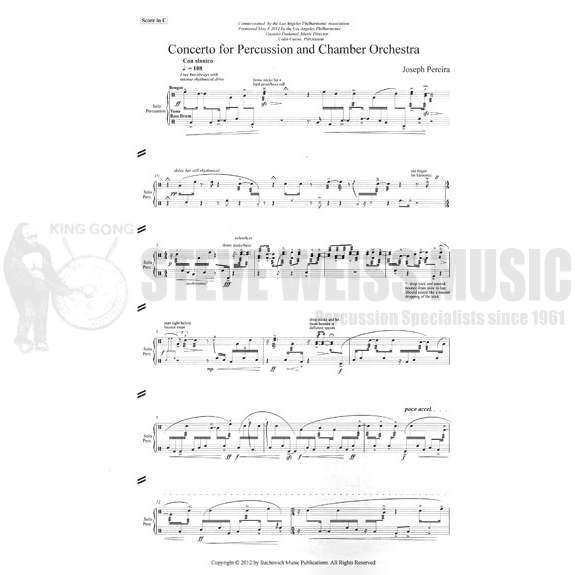 Pereira-Concerto for Percussion and Chamber Orchestra (Full score w/solo part)-B/2V/Cro./M/2T/P