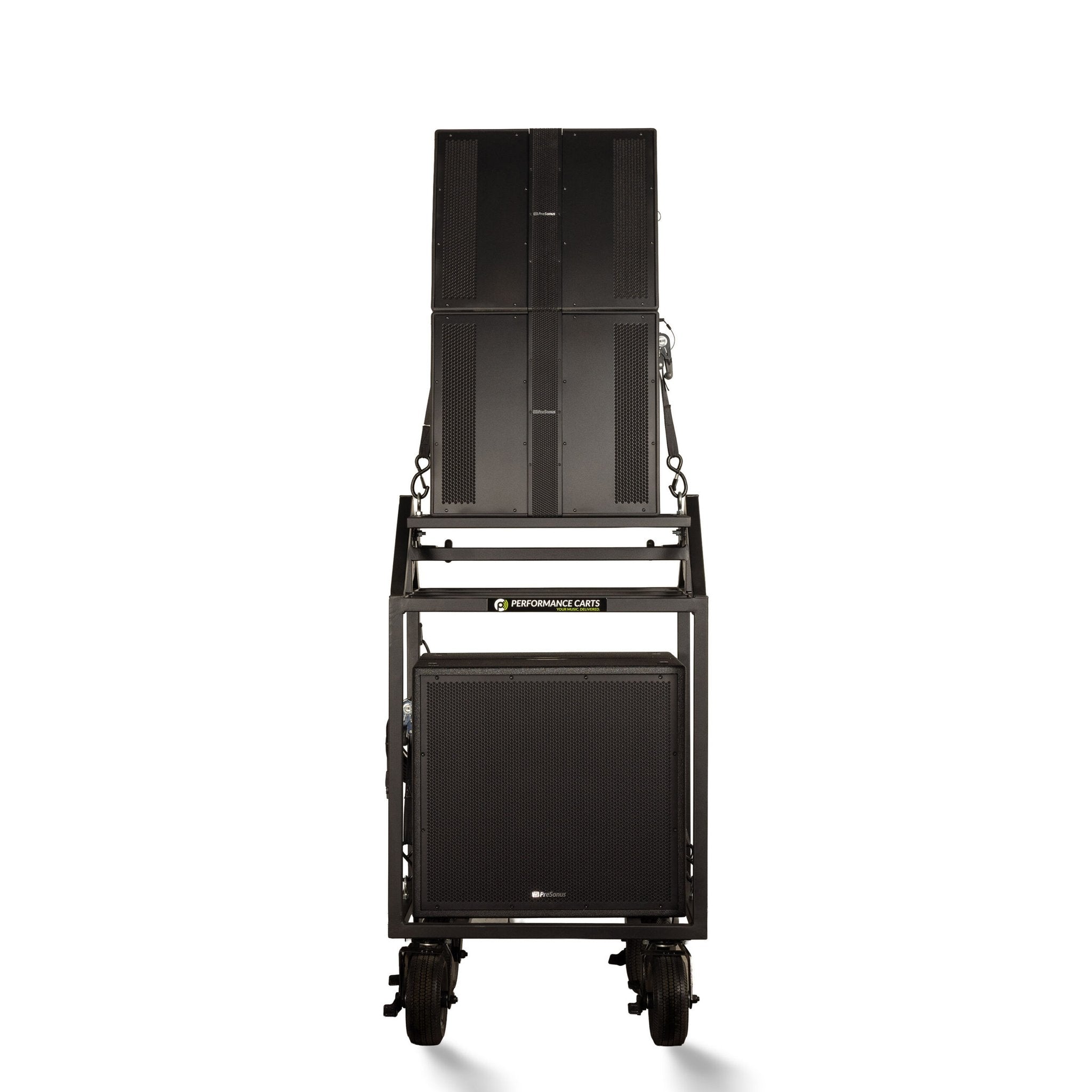 Performance Carts Adjustable Array Speaker Cart PCS-240 Front with Speakers