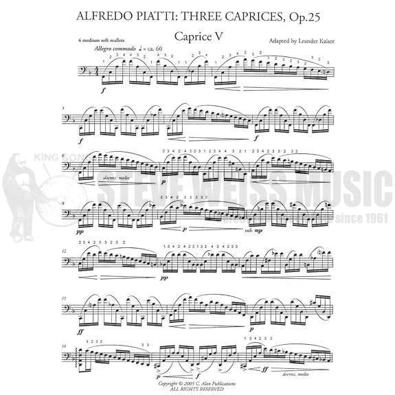 Piatti/Kaiser-Three Caprices, op. 25 (Nos. V,X, XII)-M (5 octave)