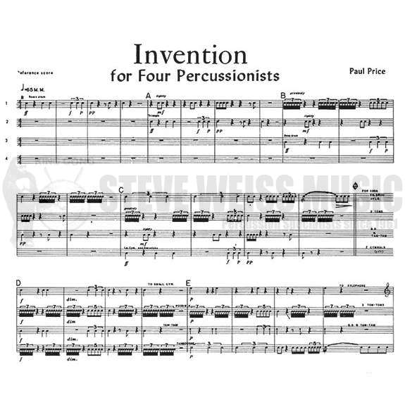 Price-Invention for Four Percussion Players (SP)-P/X
