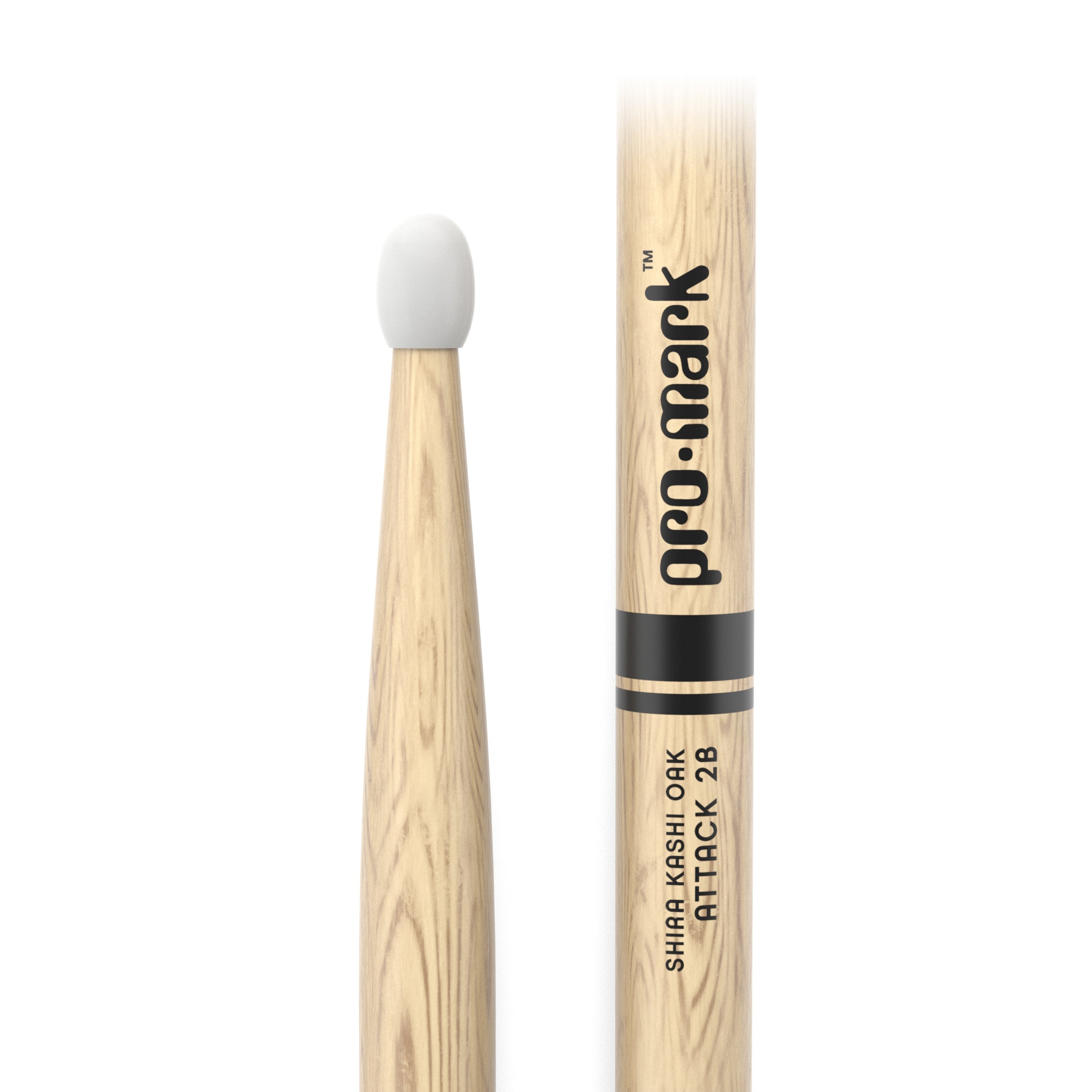 Promark PW2BN Classic Attack Shira Kashi Oak 2B Nylon Tip Drumsticks - Image 2
