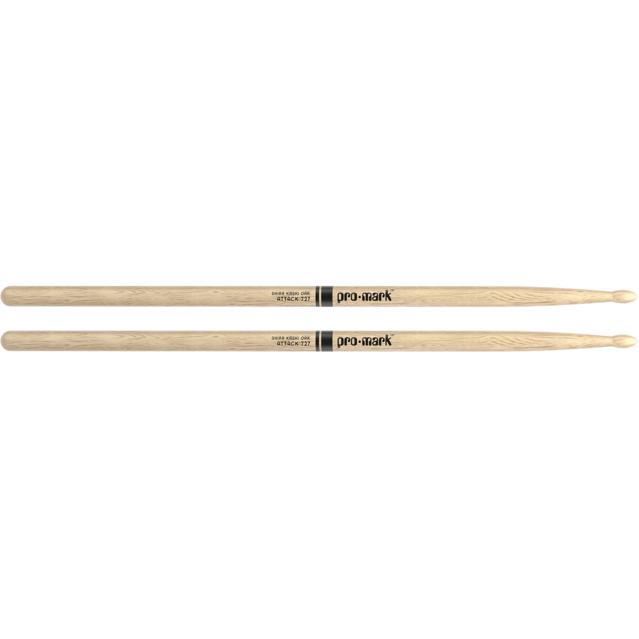 Promark PW727W Classic Attack Shira Kashi Oak Wood Tip Drumsticks Pair