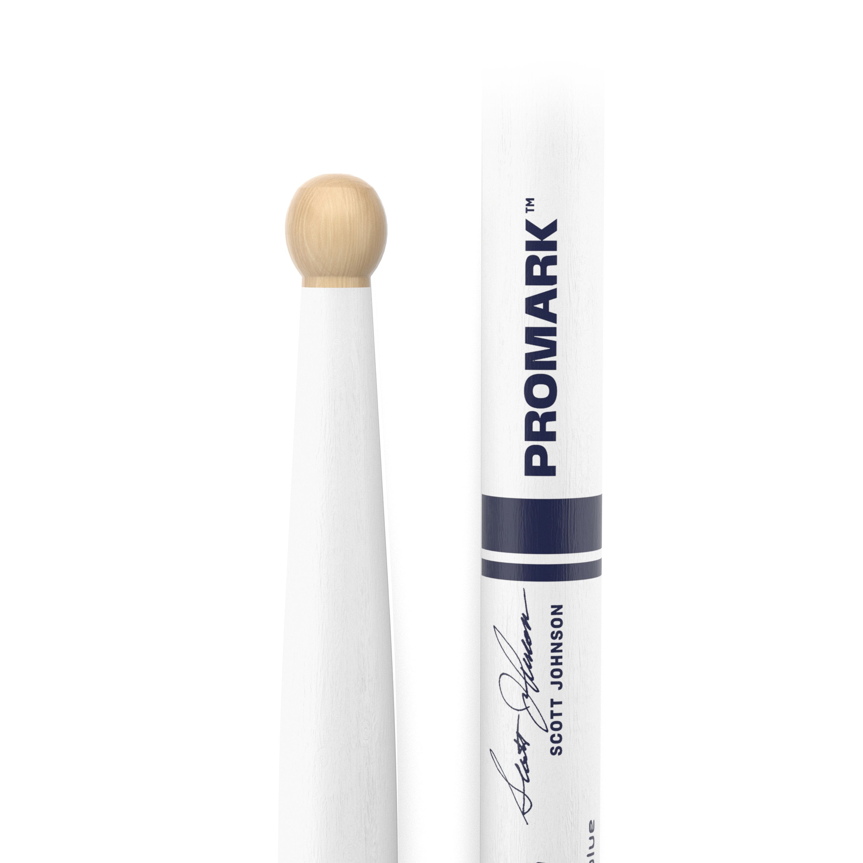Promark System Blue Scott Johnson Marching Snare Drumsticks - White - Image 2