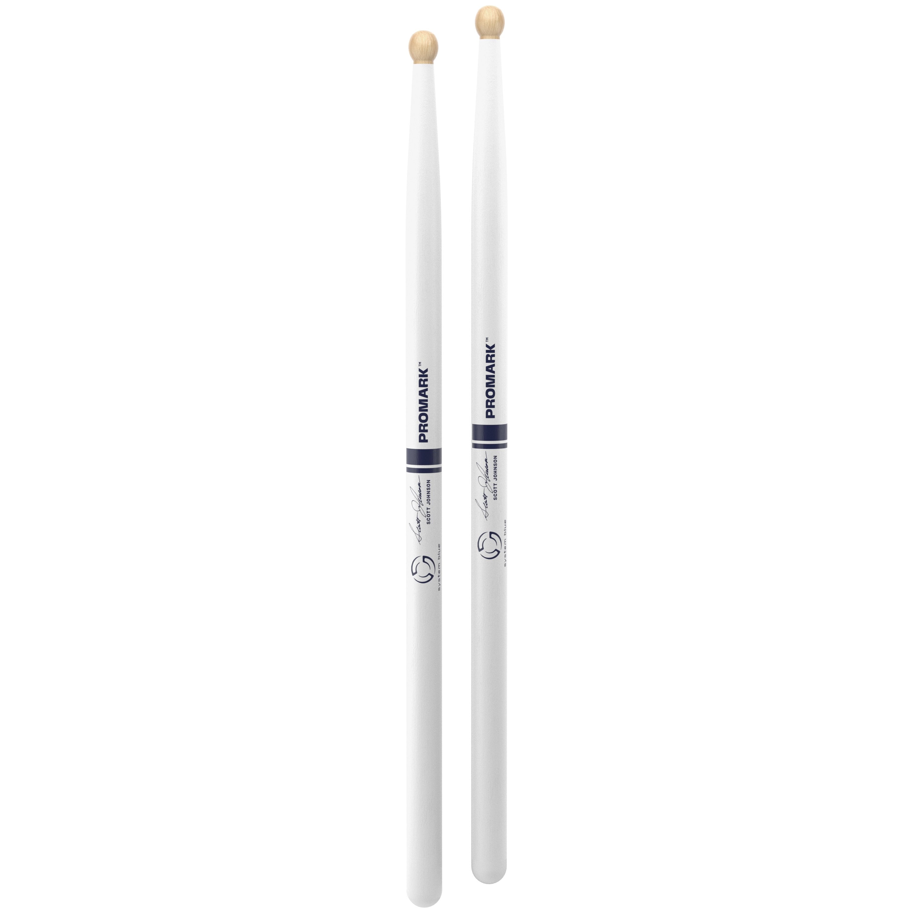 Promark System Blue Scott Johnson Marching Snare Drumsticks - White - Image 3
