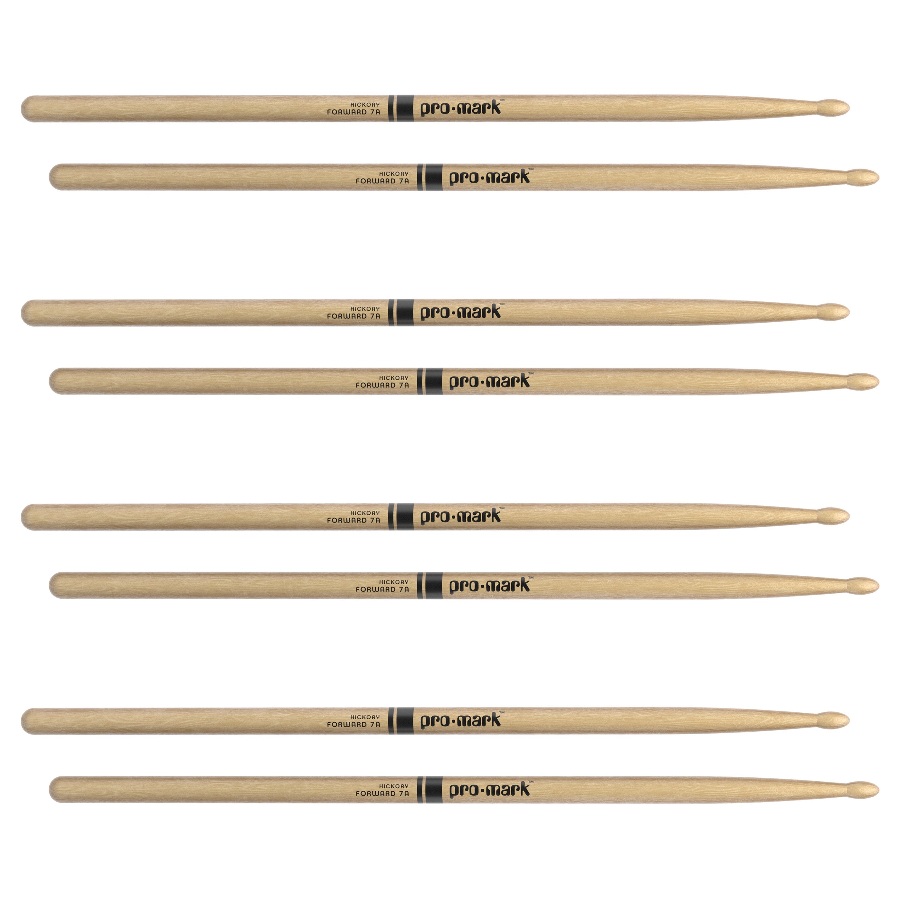 Promark TX7AW Classic Forward 7A Wood Tip Drumsticks - 4 Pack - Image 2
