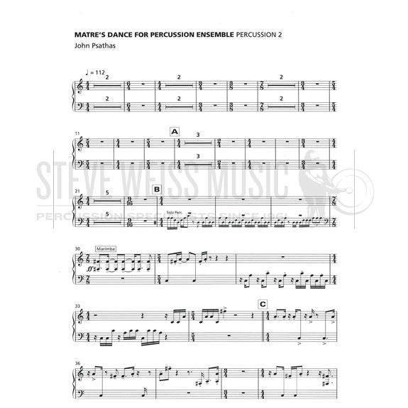Psathas-Matre's Dance for Percussion Ensemble arr. Carmenates (SET OF PARTS)-Solo P/2V/4M