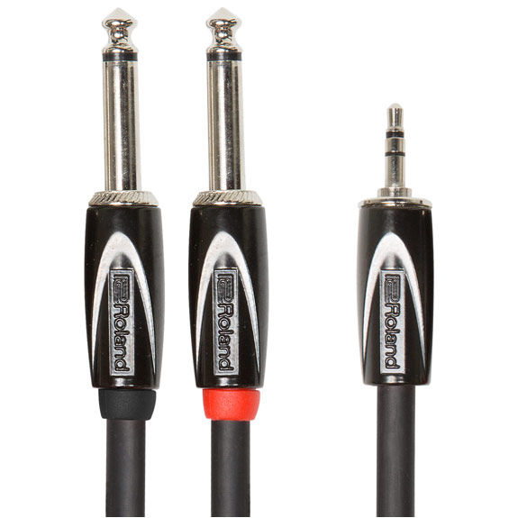 Roland Black Series Interconnect Cable 1/8" TRS to 1/4" Dual - 10ft