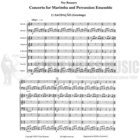 Rosauro-Concerto for Marimba and Percussion Ensemble (SP)-P/DS/4T/X/V/M