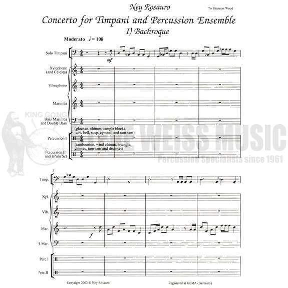 Rosauro-Concerto for Timpani and Percussion Ensemble (SP)-5T/B/V/C/X/M/BM/CEL/P