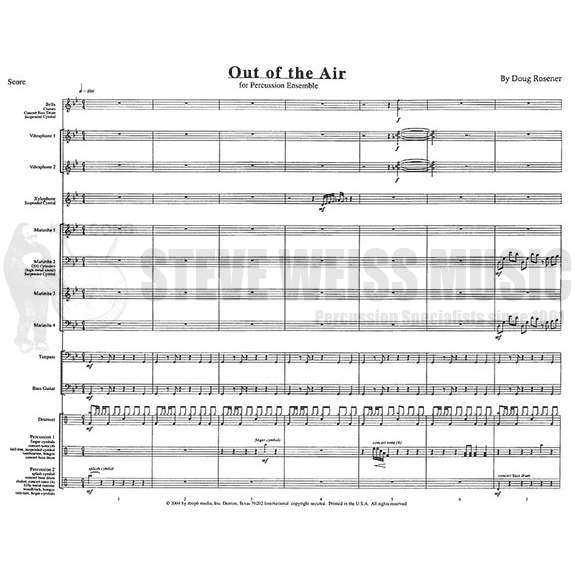 Rosener-Out of the Air B/2V/C/X/2M/4T/P/opt. pan or synth/BG SP