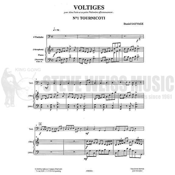 Sauvage-Voltiges (percussion and piano or vibes and marimba)(SP)