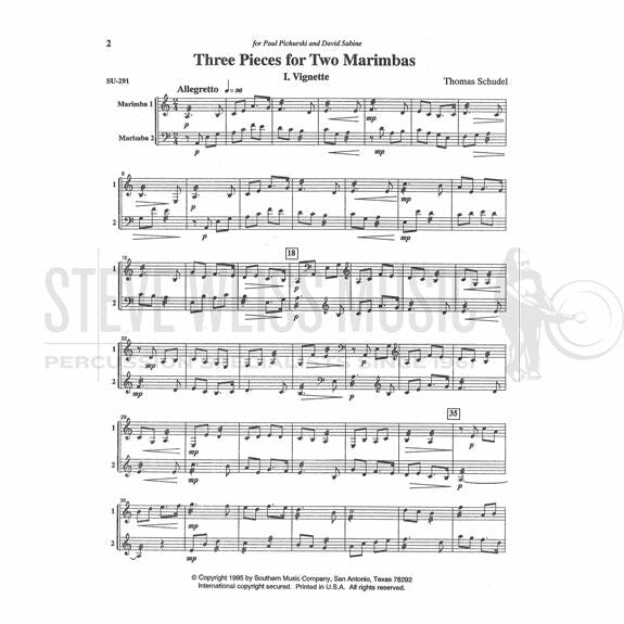 Schudel-Three Pieces for Two Marimbas (2S)-2M