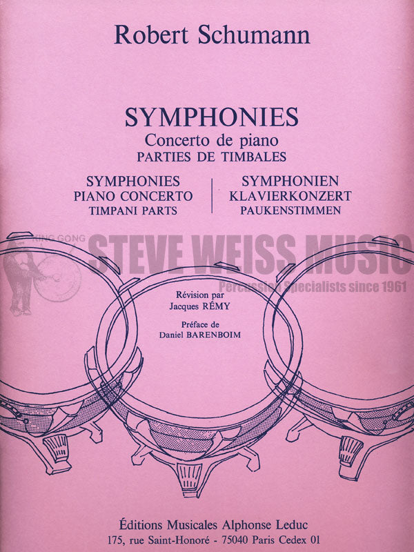 Schumann-Symphonies, Piano Concerto : Timpani Parts