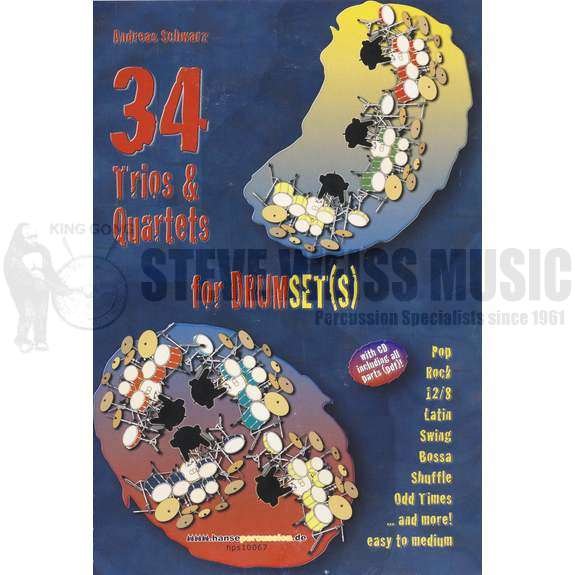 Schwarz-34 Trios & Quartets for Drumsets (w/CD-ROM)