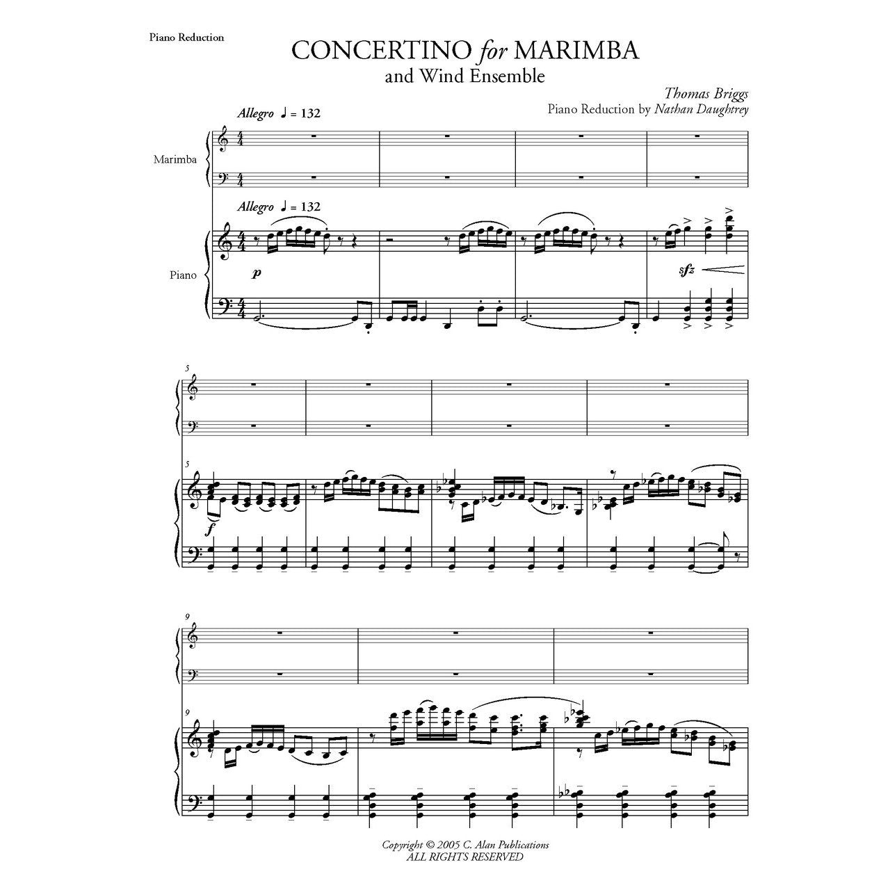 Score Sample Concertino for Marimba and Wind Ensemble Piano Reduction Thomas Briggs