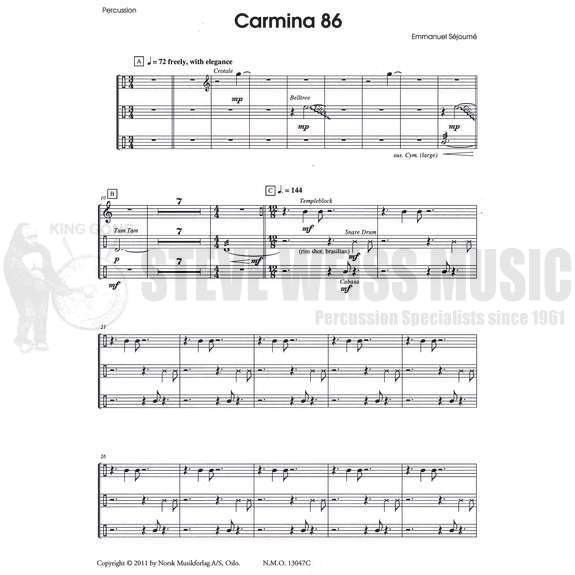 Sejourne-Carmina 86 (SET OF INSTRUMENTAL PARTS ONLY)-B/4T/P/2PN /Chorus