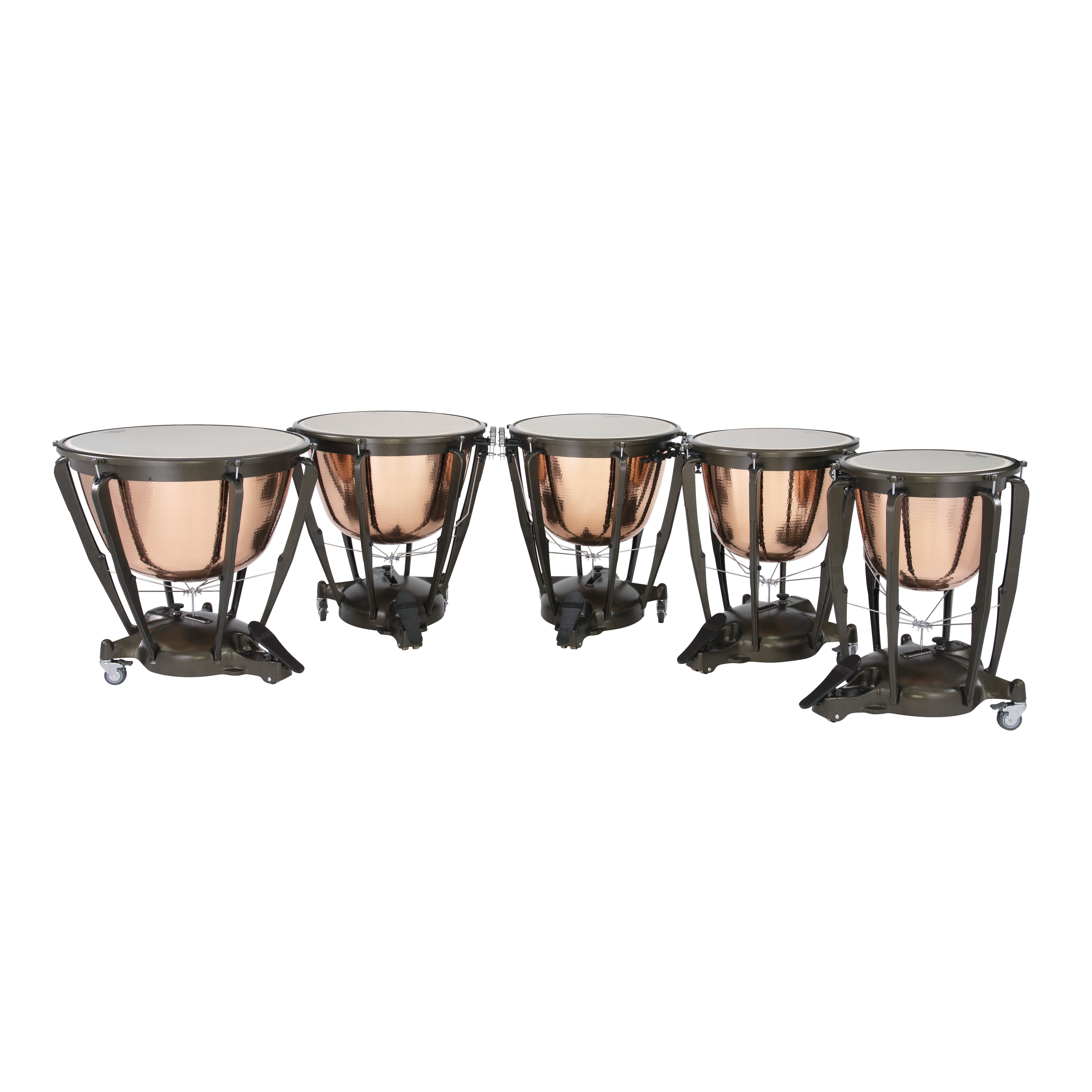 Set of 5 Majestic Symphonic Series Hammered Copper Timpani with Cambered Bowls - 20"/23"/26"/29"/32" - Image 2