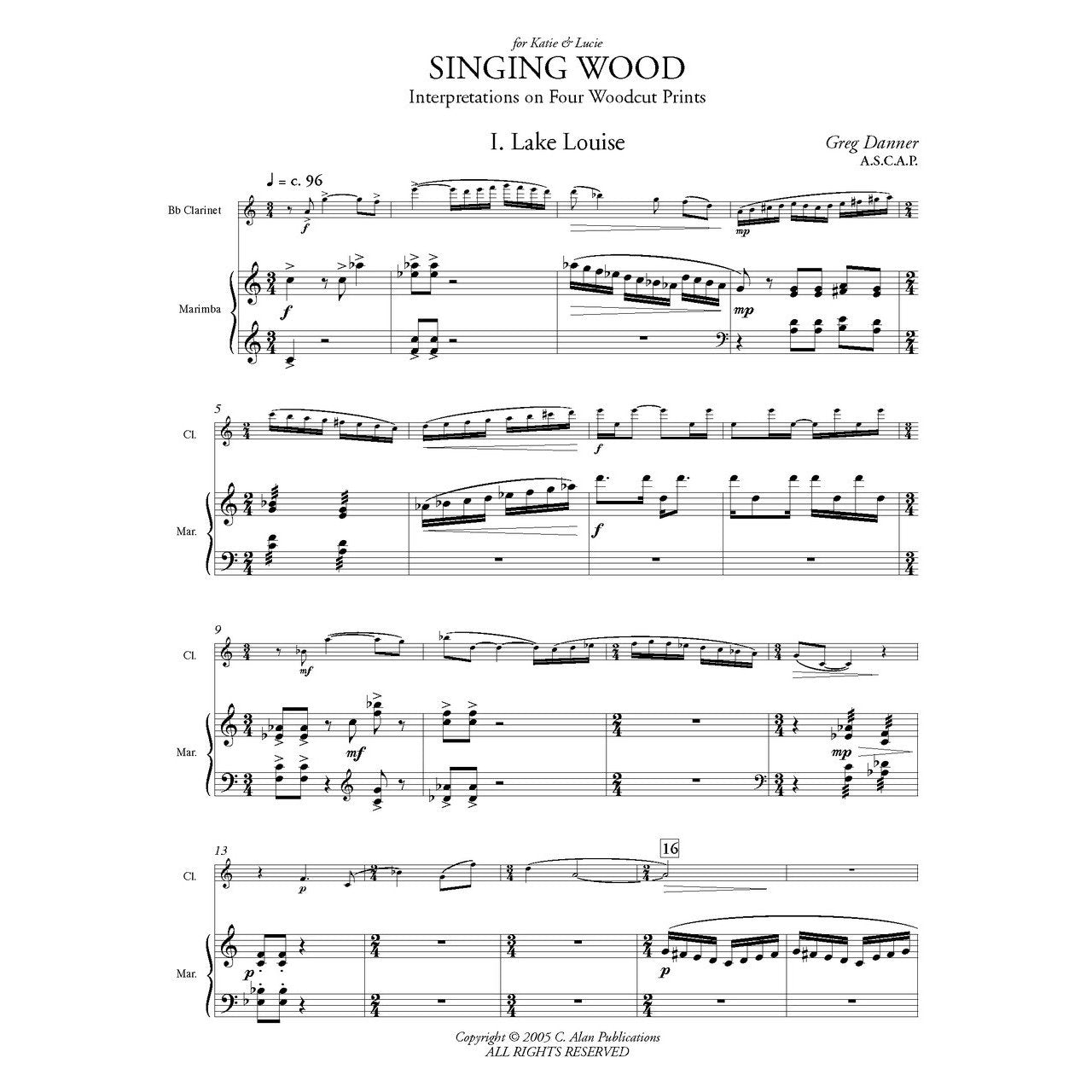 Singing Wood Duet Greg Danner Score Sample