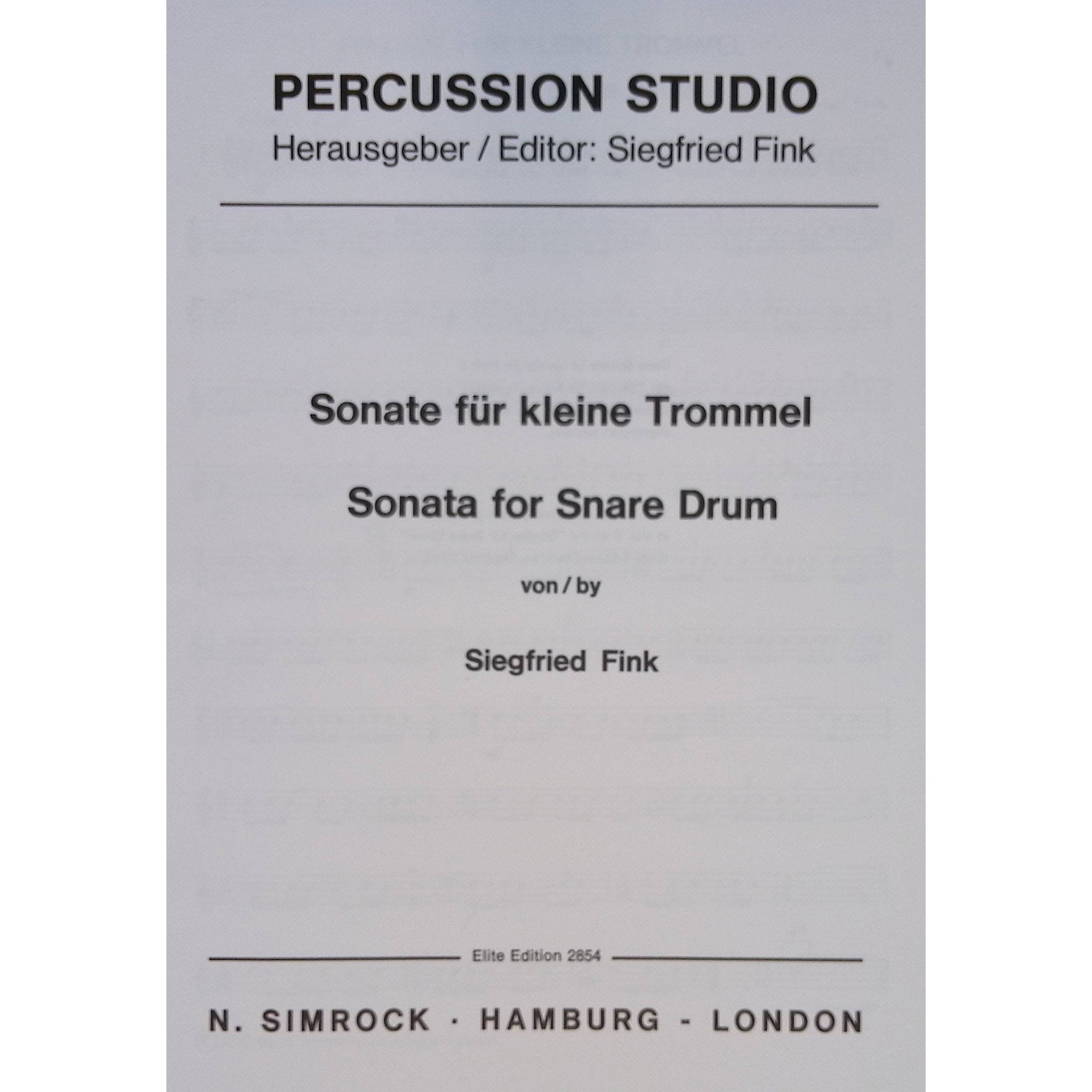 Sonata for Snare Drum by Siegfried Fink