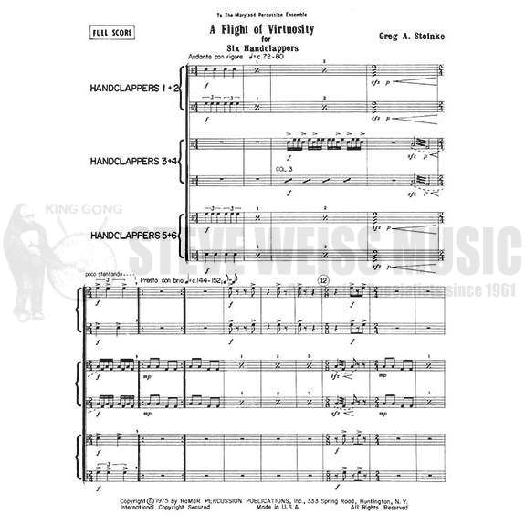 Steinke-Flight of Virtuosity for Six Handclappers, A -6 pairs of hands