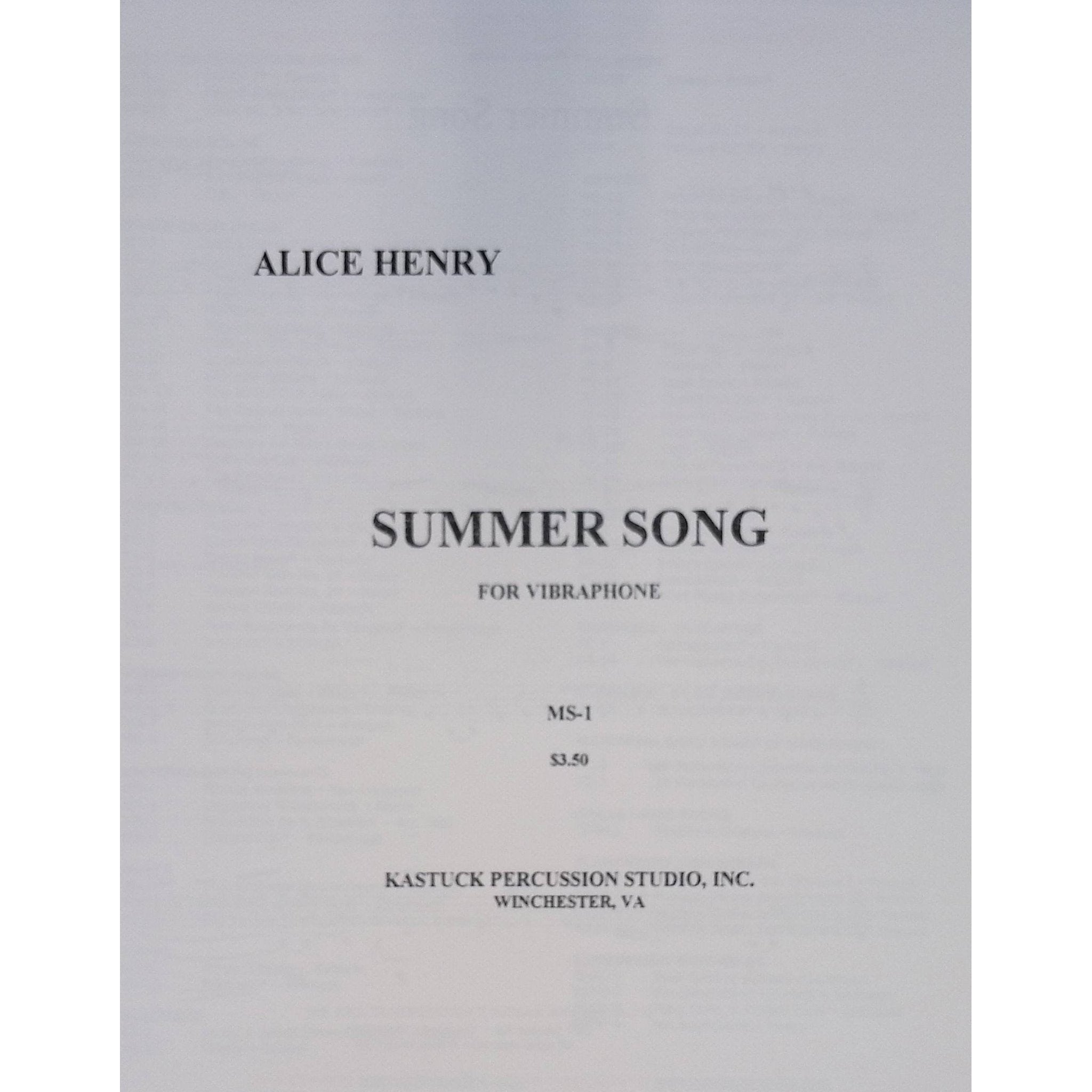 Summer Song by Alice Henry