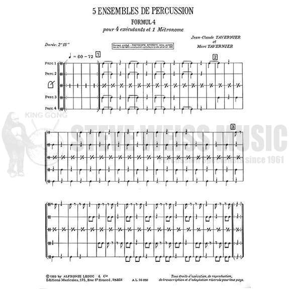 Tavernier-Cinq Ensembles de Percussion Formul 4-P/Metronome