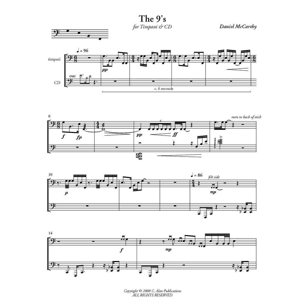 The 9s by Daniel McCarthy Timpani Solo with electronic accompaniment
