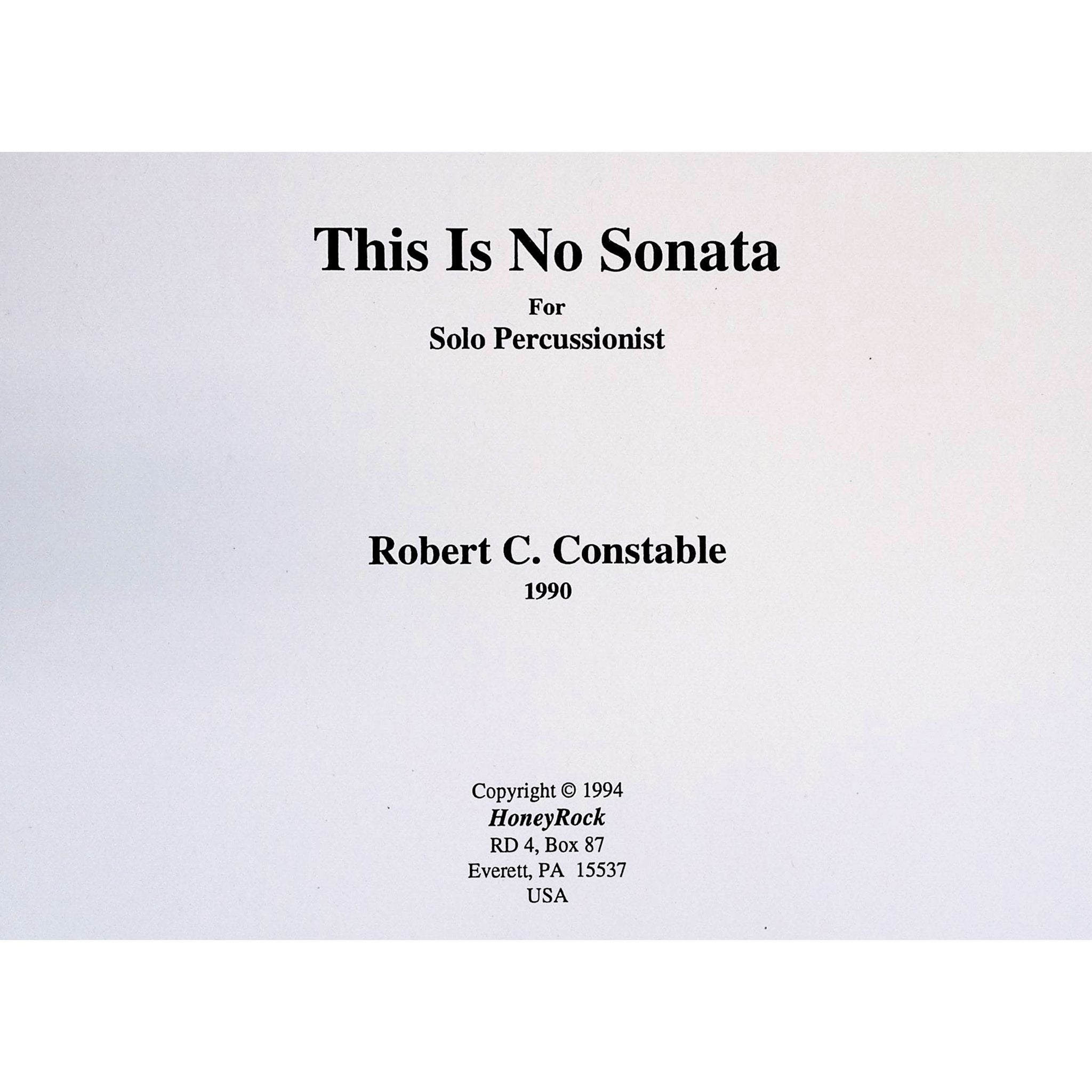 This Is No Sonata by Robert Constable