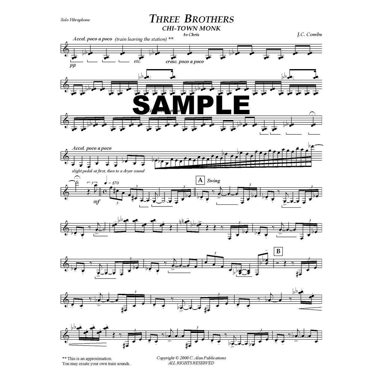 Three Brothers for Solo Vibraphone by JC Combs Score Sample