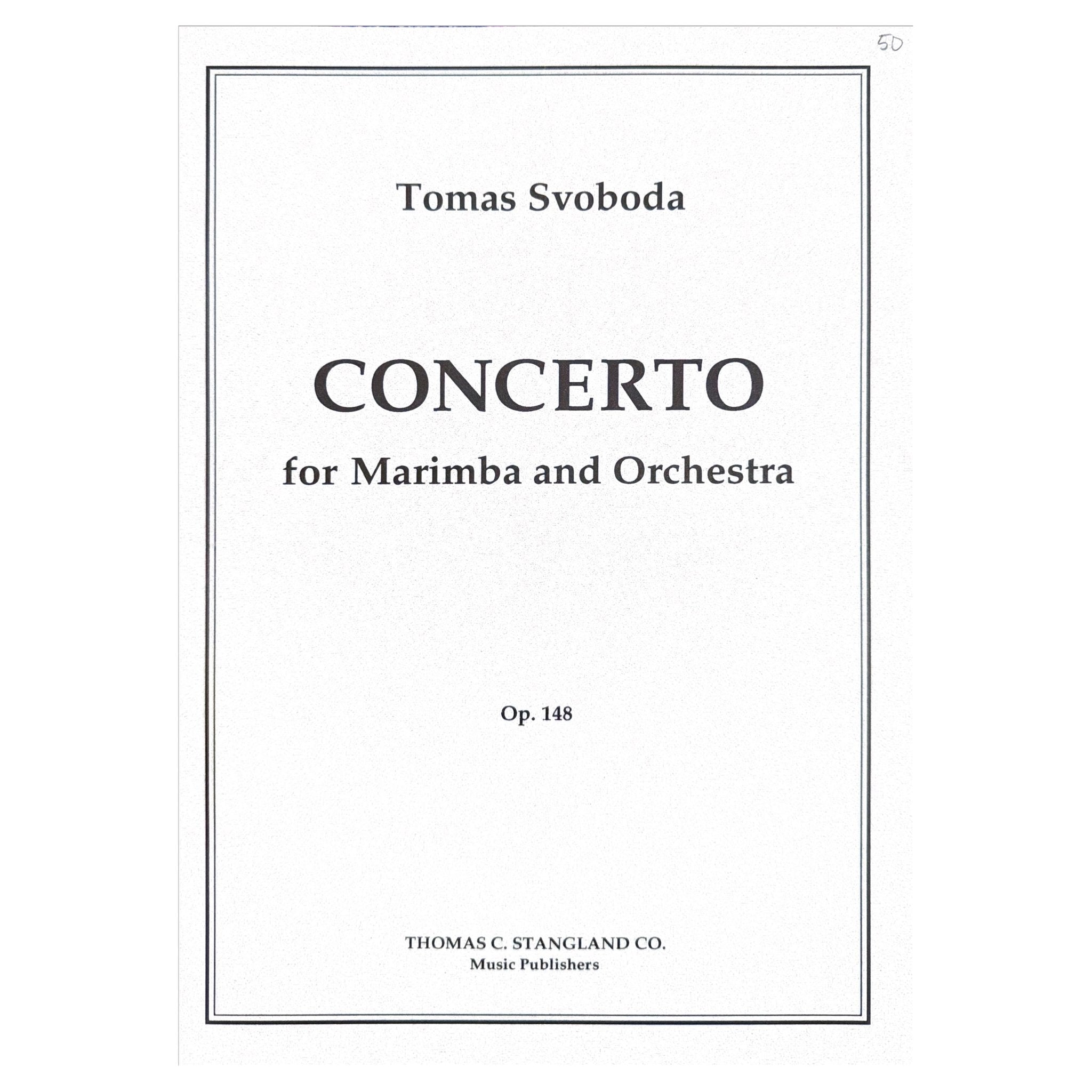 Tomas Svoboda Concerto for Marimba and Orchestra Op 148 cover page score tcs-65