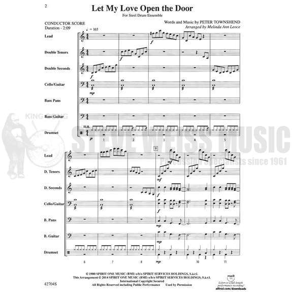 Townshend-Let My Love Open the Door arr. Leoce (SP)- Steel drs./DS/Opt. BG