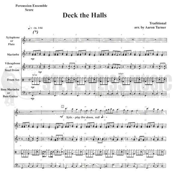Traditional-Deck the Halls arr. Turner (SP)-V or steel dr /X or FL/M/BM or BG/DS