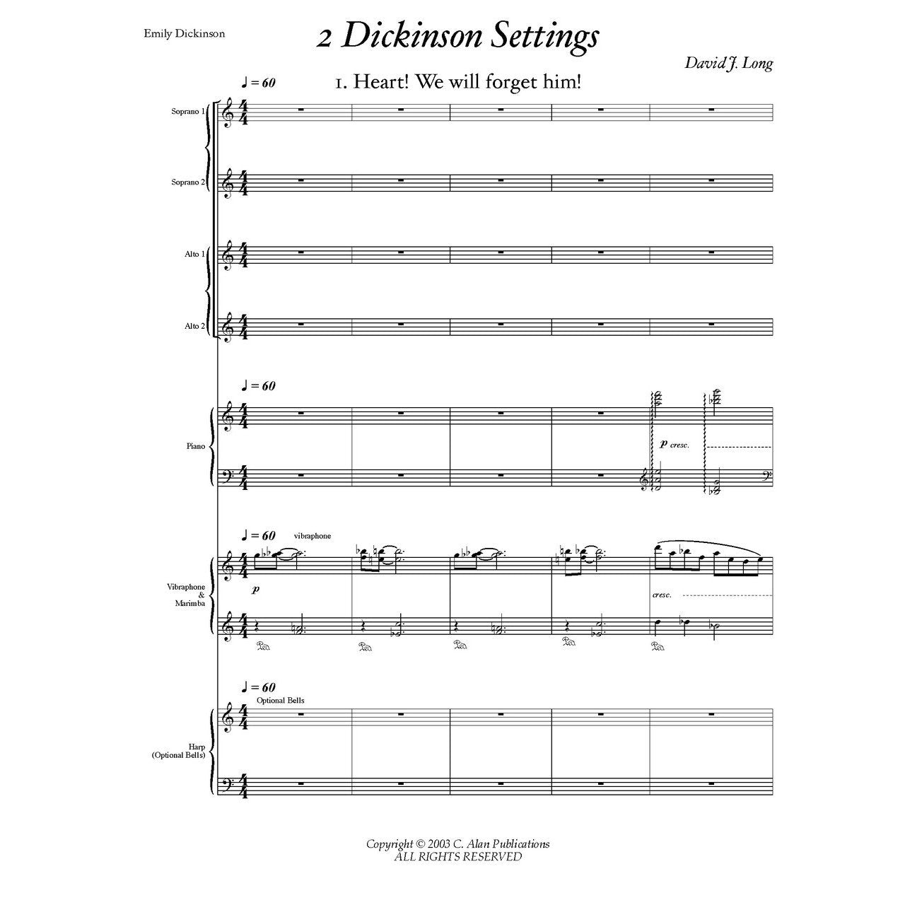 Two Dickinson Settings by David J Long score example