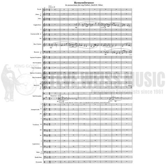 Udow-Remembrance (Wind ens. version) (StSP)-Solo V/P/ Wind ens.