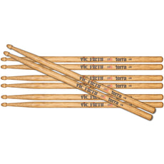 Vic Firth American Classic Terra 5BT Tip Drumsticks Value Pack - Image 1