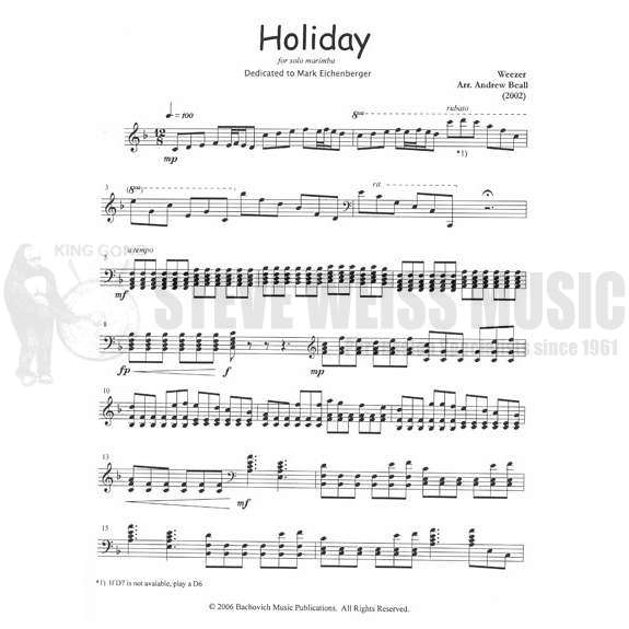 Weezer/Beall-Holiday for Solo Marimba-M