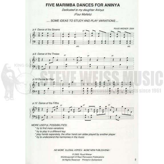 Wiener-Five Marimba Dances for Aninya-M