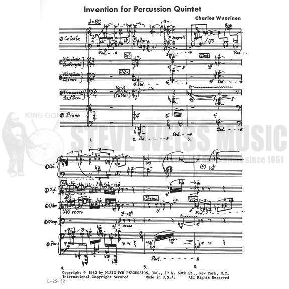Wuorinen-Invention for Percussion Quintet (S)
