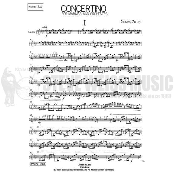 Zalupe-Concertino for Marimba (SP)-M/PN Red.