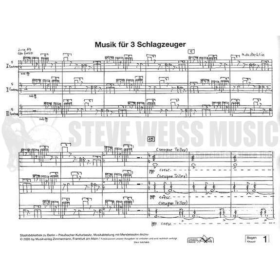 Zechlin-Music fur 3 Schlagzeuger (Music for 3 percussionists)SP