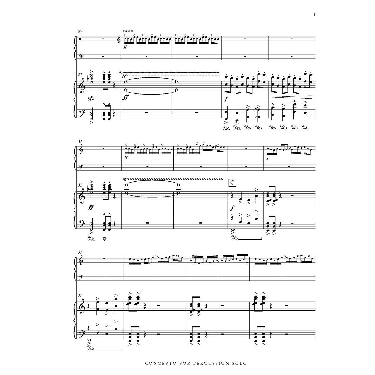 Ziek Concerto for Percussion Solo and Piano Score Example