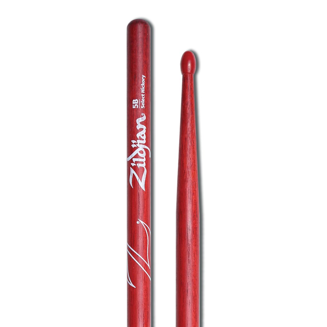 Zildjian 5B Red Finish Nylon Tip Drumsticks - Image 2