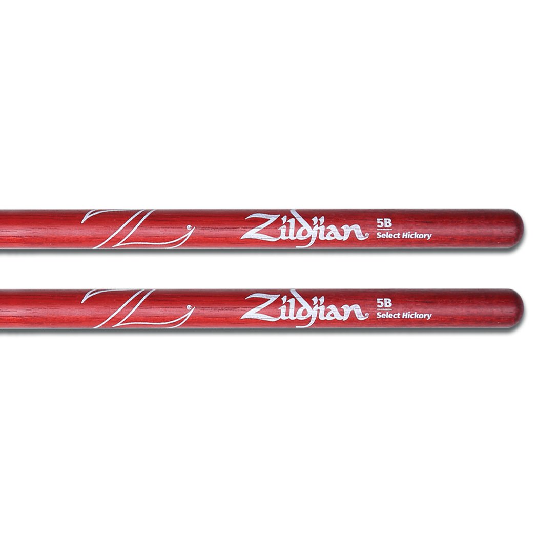 Zildjian 5B Red Finish Nylon Tip Drumsticks - Image 1